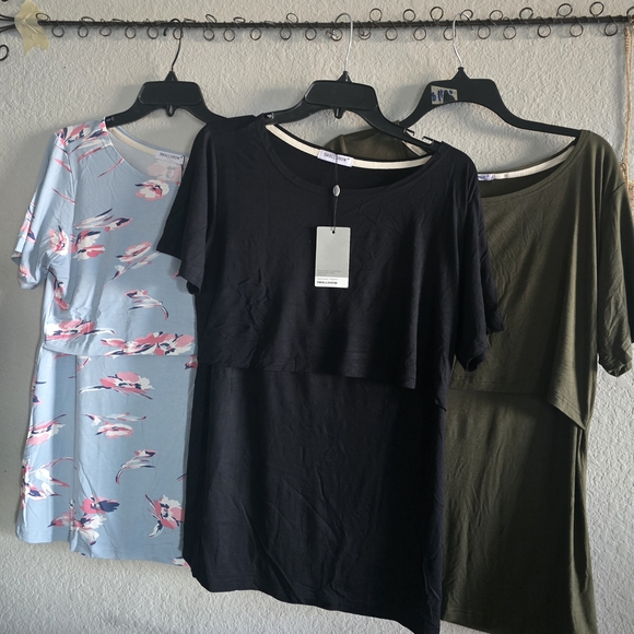 Stylish Floral, Black, and Olive Green Women's Maternity Tees - Picture 3 of 5